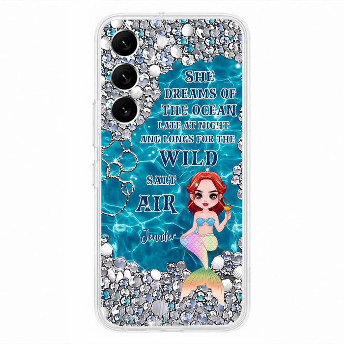 Custom Personalized Mermaid Phone Case - Gift Idea For Ocean Lovers/Mermaid - She Dreams Of The Ocean Late At Night  - Case For iPhone & Samsung