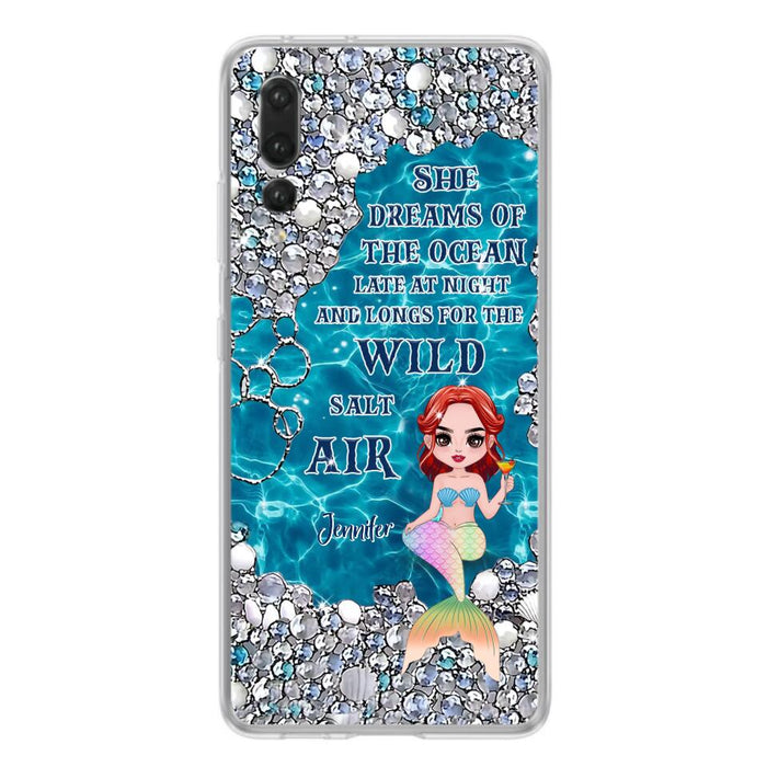 Custom Personalized Mermaid Phone Case - Gift Idea For Ocean Lovers/Mermaid - She Dreams Of The Ocean Late At Night  - Case For Oppo, Xiaomi & Huawei