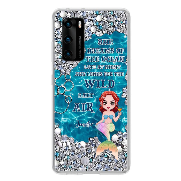 Custom Personalized Mermaid Phone Case - Gift Idea For Ocean Lovers/Mermaid - She Dreams Of The Ocean Late At Night  - Case For Oppo, Xiaomi & Huawei