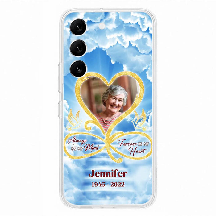 Custom Personalized Memorial Photo Phone Case - Memorial Gift Idea For Mother's Day/Father's Day - Always On My Mind Forever In My Heart - Case for iPhone/Samsung