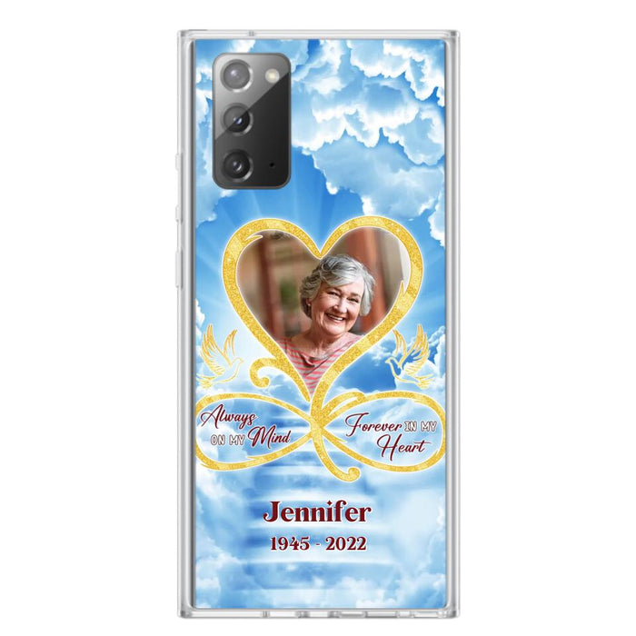 Custom Personalized Memorial Photo Phone Case - Memorial Gift Idea For Mother's Day/Father's Day - Always On My Mind Forever In My Heart - Case for iPhone/Samsung