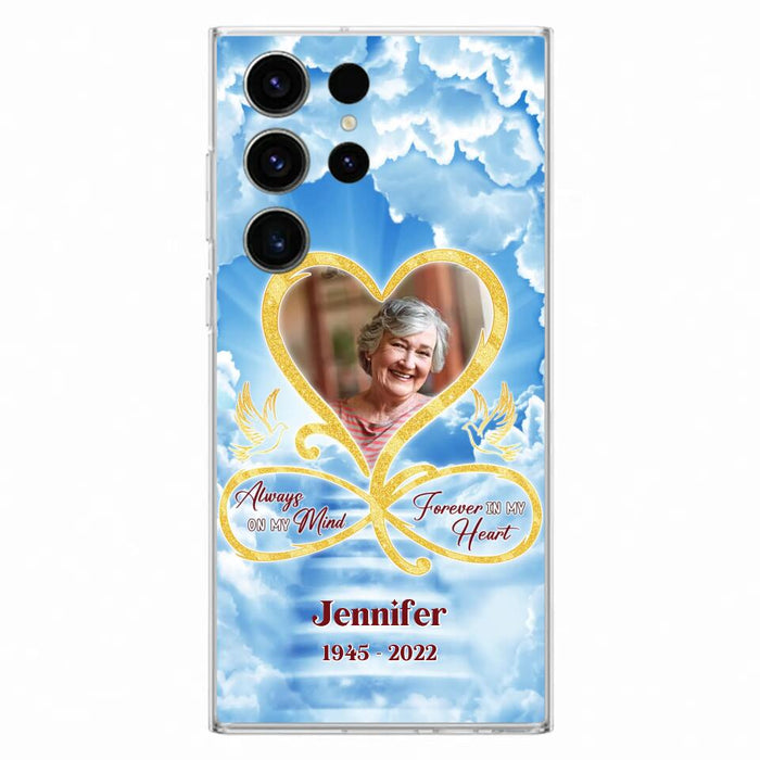 Custom Personalized Memorial Photo Phone Case - Memorial Gift Idea For Mother's Day/Father's Day - Always On My Mind Forever In My Heart - Case for iPhone/Samsung