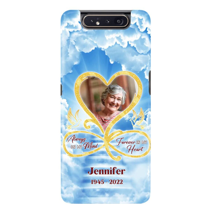 Custom Personalized Memorial Photo Phone Case - Memorial Gift Idea For Mother's Day/Father's Day - Always On My Mind Forever In My Heart - Case for iPhone/Samsung