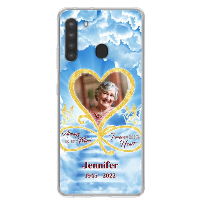 Custom Personalized Memorial Photo Phone Case - Memorial Gift Idea For Mother's Day/Father's Day - Always On My Mind Forever In My Heart - Case for iPhone/Samsung