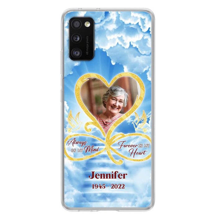 Custom Personalized Memorial Photo Phone Case - Memorial Gift Idea For Mother's Day/Father's Day - Always On My Mind Forever In My Heart - Case for iPhone/Samsung