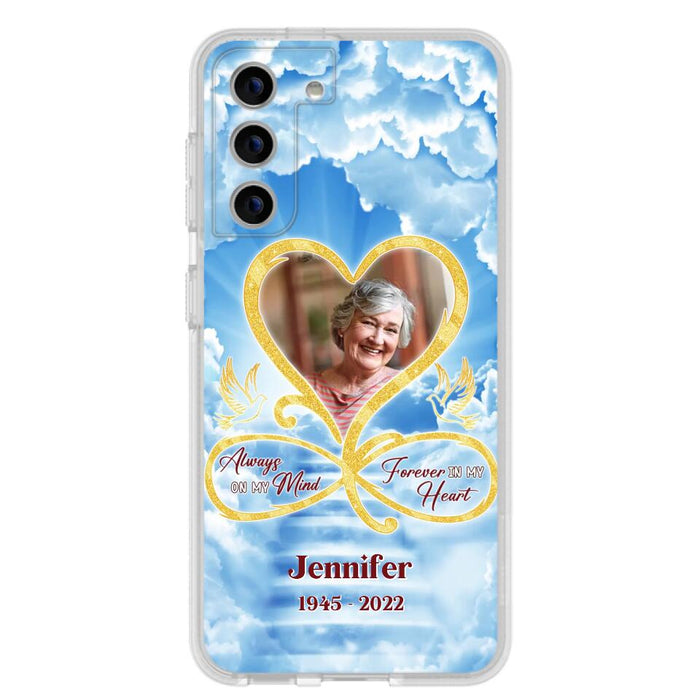 Custom Personalized Memorial Photo Phone Case - Memorial Gift Idea For Mother's Day/Father's Day - Always On My Mind Forever In My Heart - Case for iPhone/Samsung