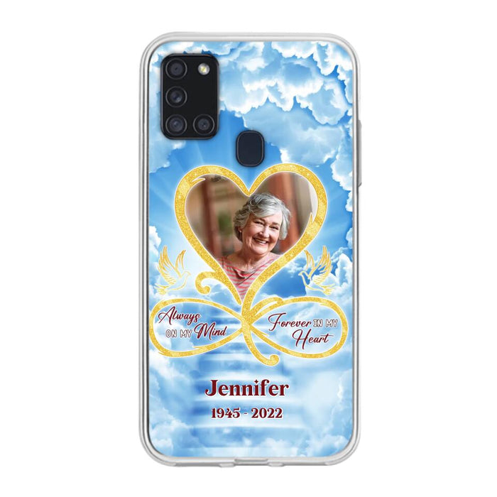 Custom Personalized Memorial Photo Phone Case - Memorial Gift Idea For Mother's Day/Father's Day - Always On My Mind Forever In My Heart - Case for iPhone/Samsung