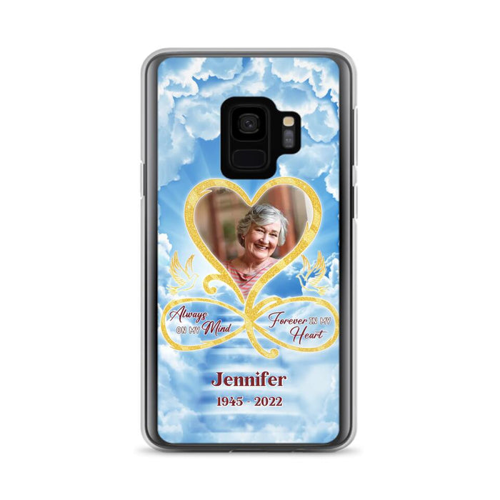 Custom Personalized Memorial Photo Phone Case - Memorial Gift Idea For Mother's Day/Father's Day - Always On My Mind Forever In My Heart - Case for iPhone/Samsung