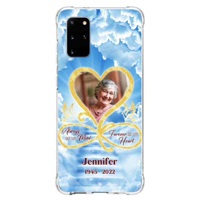 Custom Personalized Memorial Photo Phone Case - Memorial Gift Idea For Mother's Day/Father's Day - Always On My Mind Forever In My Heart - Case for iPhone/Samsung