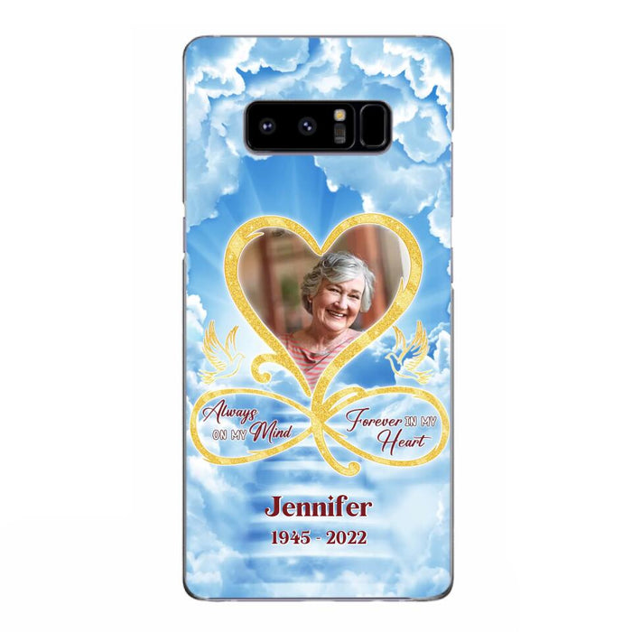 Custom Personalized Memorial Photo Phone Case - Memorial Gift Idea For Mother's Day/Father's Day - Always On My Mind Forever In My Heart - Case for iPhone/Samsung