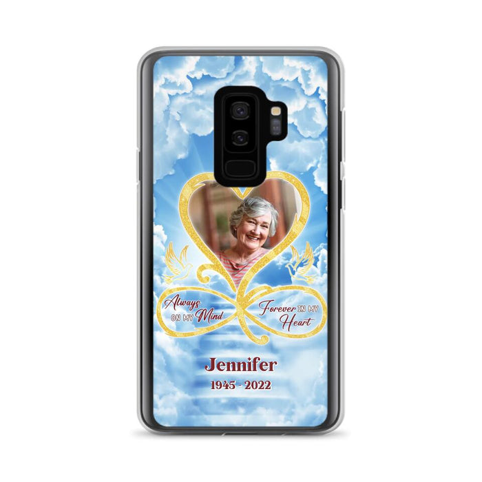 Custom Personalized Memorial Photo Phone Case - Memorial Gift Idea For Mother's Day/Father's Day - Always On My Mind Forever In My Heart - Case for iPhone/Samsung