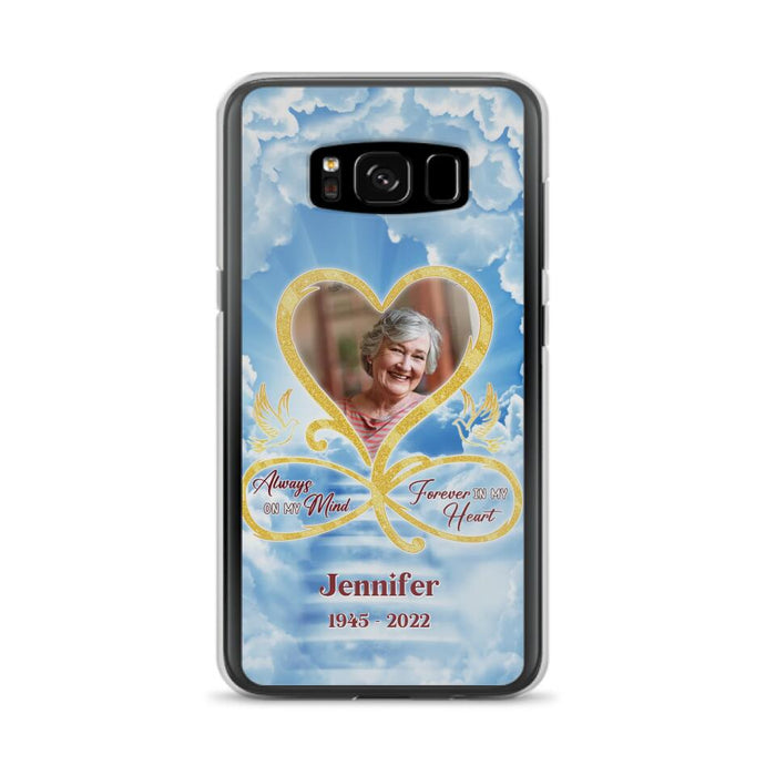 Custom Personalized Memorial Photo Phone Case - Memorial Gift Idea For Mother's Day/Father's Day - Always On My Mind Forever In My Heart - Case for iPhone/Samsung