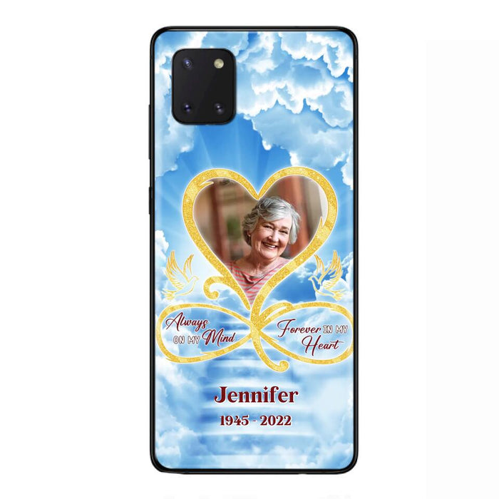 Custom Personalized Memorial Photo Phone Case - Memorial Gift Idea For Mother's Day/Father's Day - Always On My Mind Forever In My Heart - Case for iPhone/Samsung