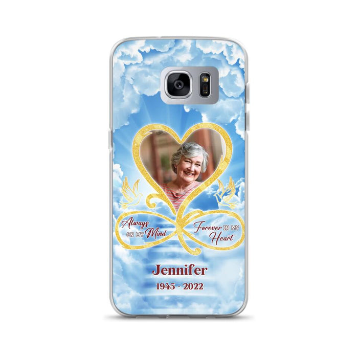 Custom Personalized Memorial Photo Phone Case - Memorial Gift Idea For Mother's Day/Father's Day - Always On My Mind Forever In My Heart - Case for iPhone/Samsung