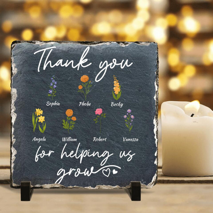 Custom Personalized Flowers Square Lithograph - Upto 7 Flowers - Gift Idea For Mother's Day/ Father's Day - Thank You For Helping Us Grow