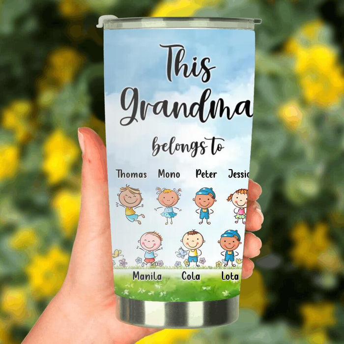 Custom Personalized Grandma Tumbler - Up to 7 Kids - Mother's Day Gift For Grandma - This Grandma Belongs To