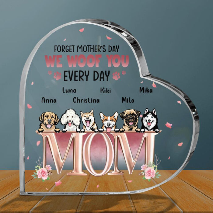 Custom Personalized Dog Crystal Heart - Upto 6 Dogs - Gift Idea For Mother's Day -  Forget Mother's Day We Woof You Every Day