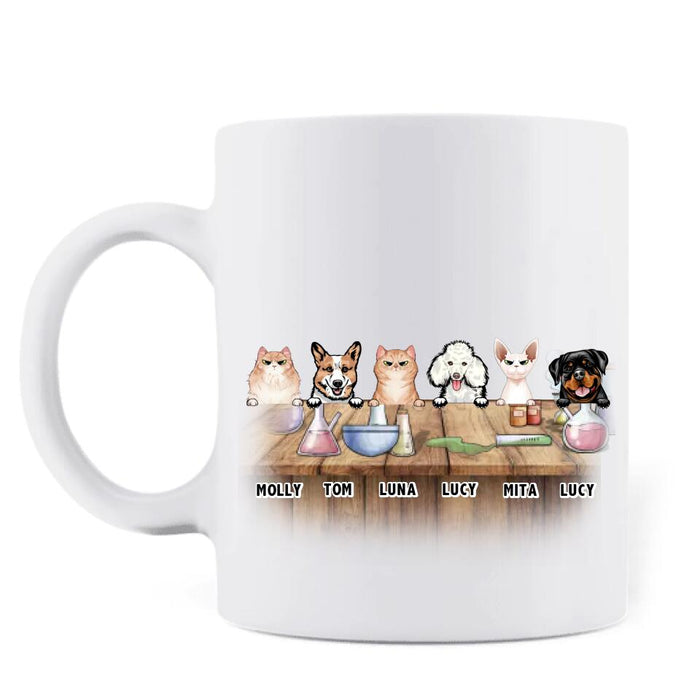 Custom Personalized Pet Mug - Gift Idea For Dog/Cat Lover - Upto 6 Pets - All Food Must Go To The Lab For Testing