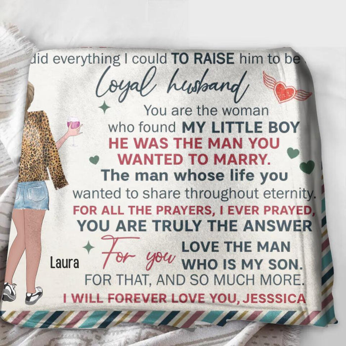 Custom Personalized To My Daughter-In-Law Single Layer Fleece/ Quilt Blanket - Gift For Daughter-In-Law From Mom - We Both Love The Same Man