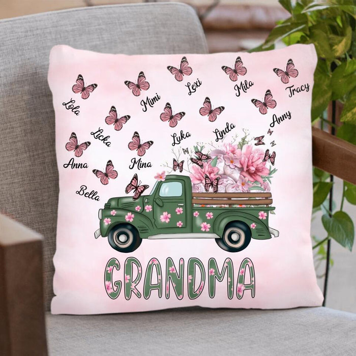 Custom Personalized Nana Pillow Cover - Gift Idea For Grandma/Mother's Day - Upto 12 Butterflies - Nana