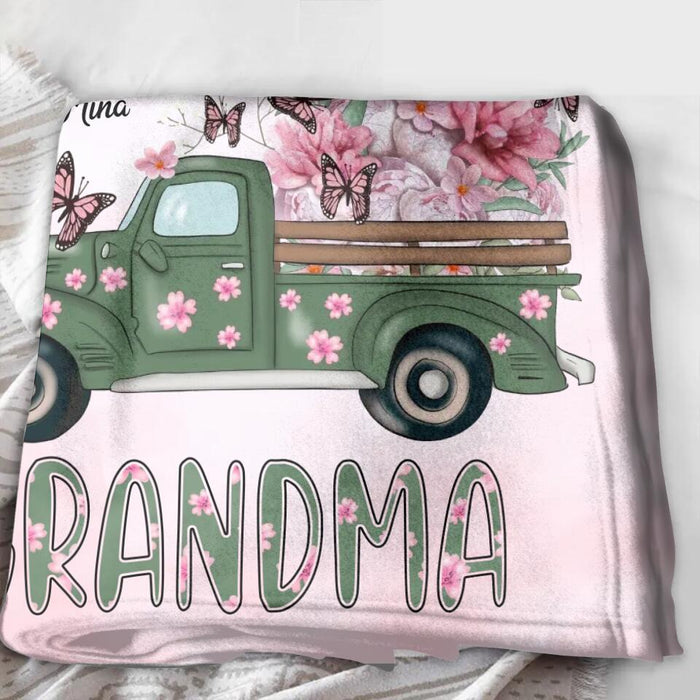 Custom Personalized Nana Single Layer Fleece Blanket - Gift Idea For Grandma/Mother's Day - Upto 12 Butterflies - Grandma