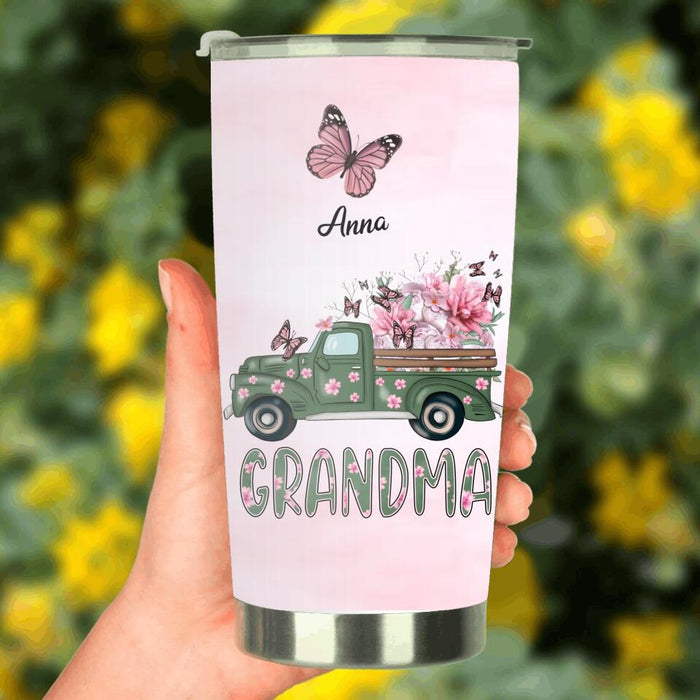 Custom Personalized Nana Tumbler - Gift Idea For Grandma/Mother's Day - Upto 12 Butterflies - Grandma