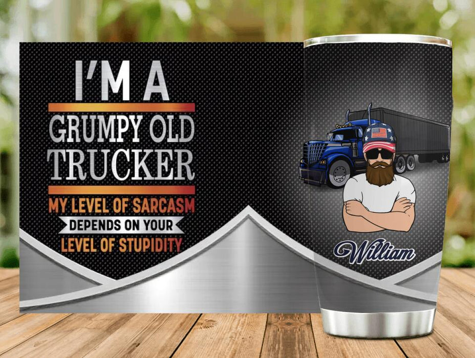 Custom Personalized Old Trucker Tumbler - Father's Day Gift Idea for Trucker - I'm A Grumpy Old Trucker