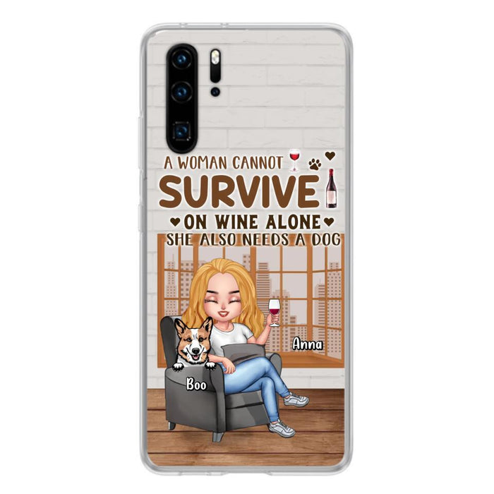 Custom Personalized Pet Mom Phone Case - Upto 4 Dogs/Cats - Mother's Day Gift Idea For Dog/Cat Lovers - A Woman Cannot Survive On Wine Alone She Also Needs A Dog - Case for Xiaomi/Huawei/Oppo