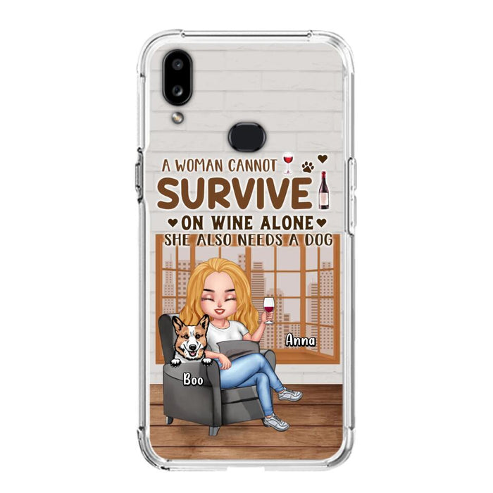 Custom Personalized Pet Mom Phone Case - Upto 4 Dogs/Cats - Mother's Day Gift Idea For Dog/Cat Lovers - A Woman Cannot Survive On Wine Alone She Also Needs A Dog - Case for iPhone/Samsung