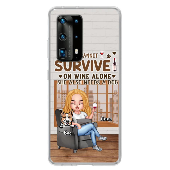 Custom Personalized Pet Mom Phone Case - Upto 4 Dogs/Cats - Mother's Day Gift Idea For Dog/Cat Lovers - A Woman Cannot Survive On Wine Alone She Also Needs A Dog - Case for Xiaomi/Huawei/Oppo