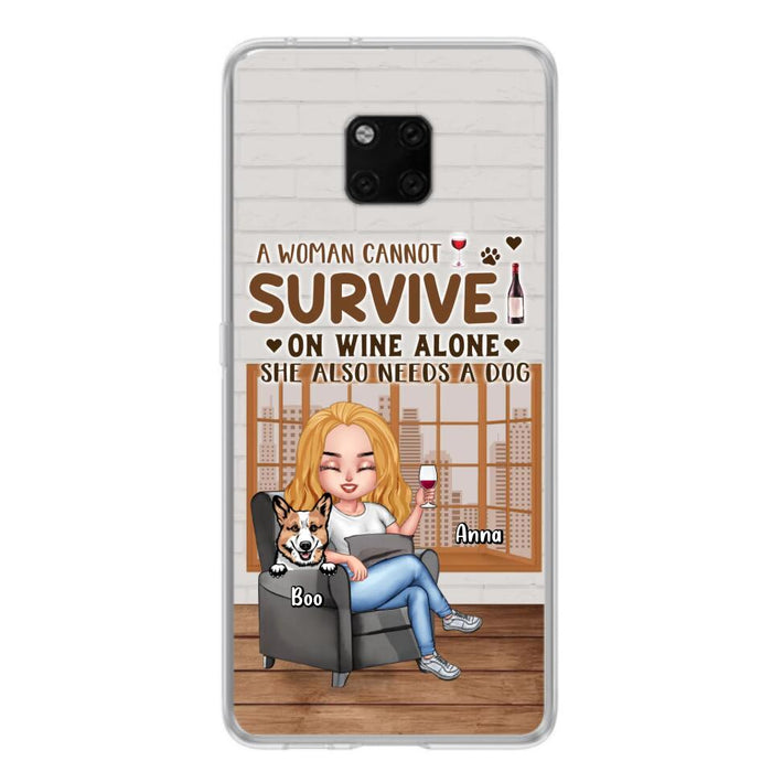 Custom Personalized Pet Mom Phone Case - Upto 4 Dogs/Cats - Mother's Day Gift Idea For Dog/Cat Lovers - A Woman Cannot Survive On Wine Alone She Also Needs A Dog - Case for Xiaomi/Huawei/Oppo