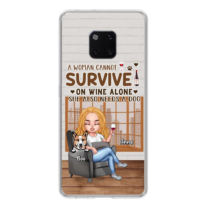 Custom Personalized Pet Mom Phone Case - Upto 4 Dogs/Cats - Mother's Day Gift Idea For Dog/Cat Lovers - A Woman Cannot Survive On Wine Alone She Also Needs A Dog - Case for Xiaomi/Huawei/Oppo