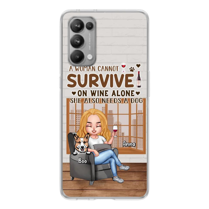 Custom Personalized Pet Mom Phone Case - Upto 4 Dogs/Cats - Mother's Day Gift Idea For Dog/Cat Lovers - A Woman Cannot Survive On Wine Alone She Also Needs A Dog - Case for Xiaomi/Huawei/Oppo