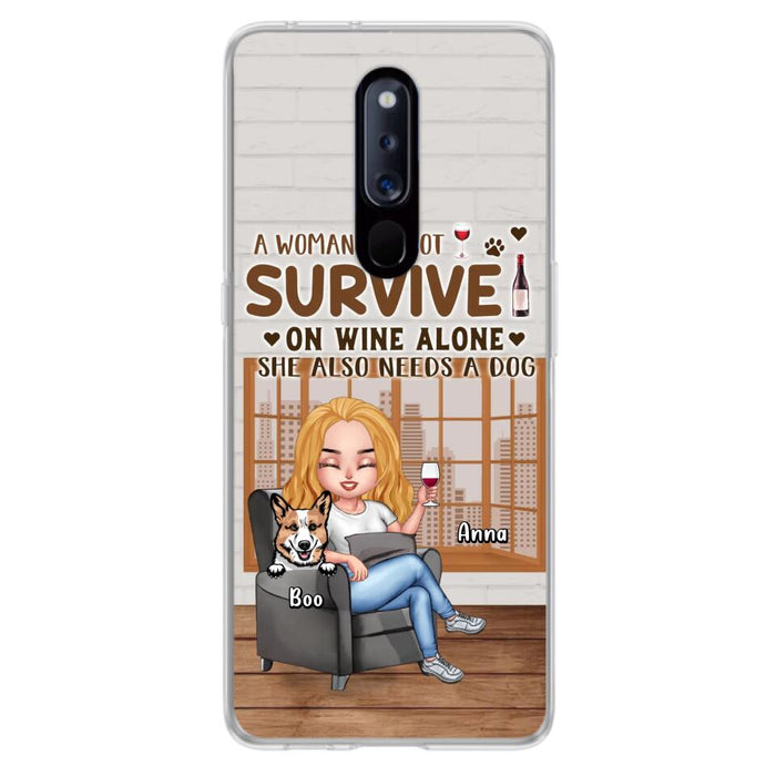 Custom Personalized Pet Mom Phone Case - Upto 4 Dogs/Cats - Mother's Day Gift Idea For Dog/Cat Lovers - A Woman Cannot Survive On Wine Alone She Also Needs A Dog - Case for Xiaomi/Huawei/Oppo