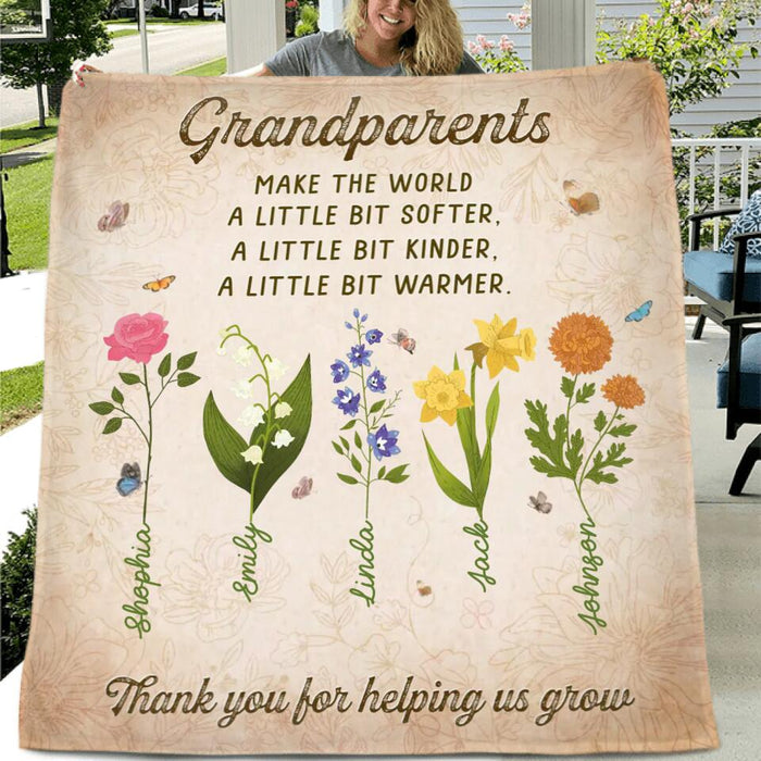 Custom Personalized Flowers Fleece Blanket/Quilt Blanket - Gift Idea For Mother's Day/ Father's Day - Thank You For Helping Us Grow