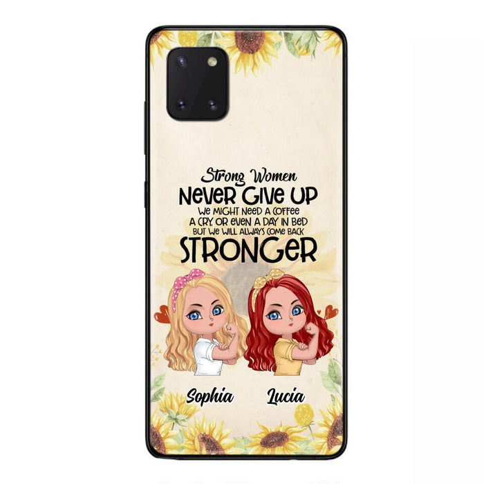 Custom Personalized Strong Women Phone Case - Upto 5 Women - Gift Idea For Friends/Besties/Sisters - Never Give Up - Case for iPhone/Samsung