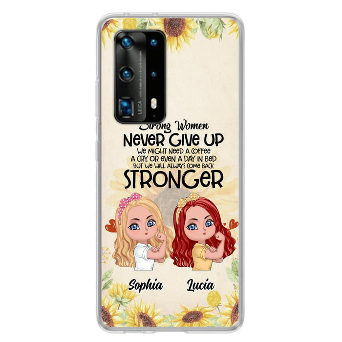 Custom Personalized Strong Women Phone Case - Upto 5 Women - Gift Idea For Friends/Besties/Sisters - Never Give Up - Case for Xiaomi/Huawei/Oppo