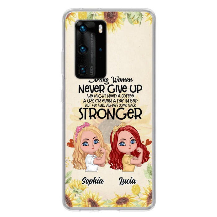 Custom Personalized Strong Women Phone Case - Upto 5 Women - Gift Idea For Friends/Besties/Sisters - Never Give Up - Case for Xiaomi/Huawei/Oppo