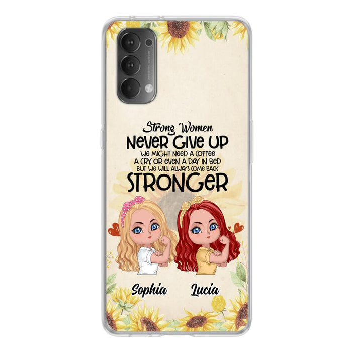 Custom Personalized Strong Women Phone Case - Upto 5 Women - Gift Idea For Friends/Besties/Sisters - Never Give Up - Case for Xiaomi/Huawei/Oppo