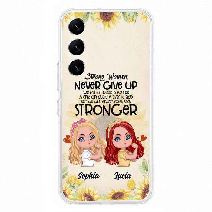 Custom Personalized Strong Women Phone Case - Upto 5 Women - Gift Idea For Friends/Besties/Sisters - Never Give Up - Case for iPhone/Samsung