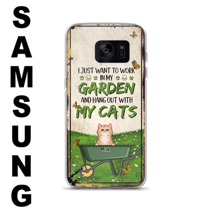 Custom Personalized Cat Phone Case For iPhone And Samsung - Gift Idea For Cat Lover - Up to 6 Cats - I Just Want To Work In My Garden And Hang Out With My Cats