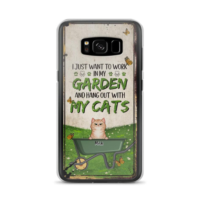 Custom Personalized Cat Phone Case For iPhone And Samsung - Gift Idea For Cat Lover - Up to 6 Cats - I Just Want To Work In My Garden And Hang Out With My Cats