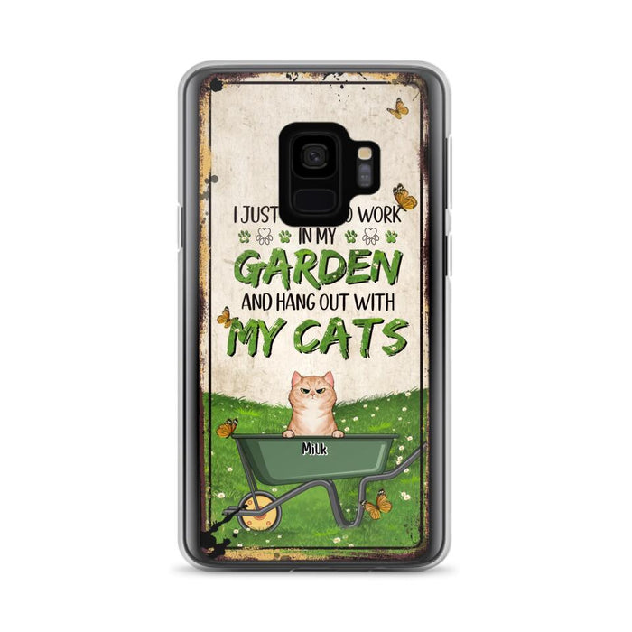 Custom Personalized Cat Phone Case For iPhone And Samsung - Gift Idea For Cat Lover - Up to 6 Cats - I Just Want To Work In My Garden And Hang Out With My Cats