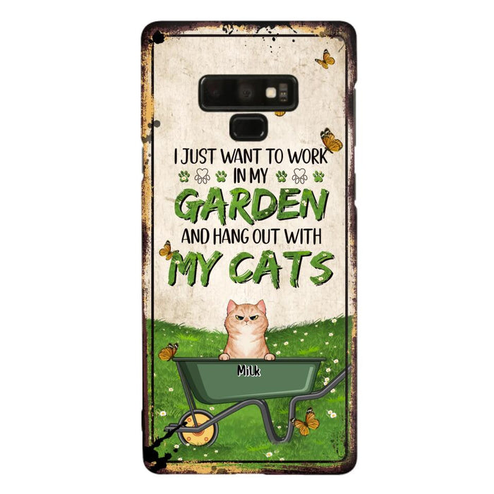 Custom Personalized Cat Phone Case For iPhone And Samsung - Gift Idea For Cat Lover - Up to 6 Cats - I Just Want To Work In My Garden And Hang Out With My Cats