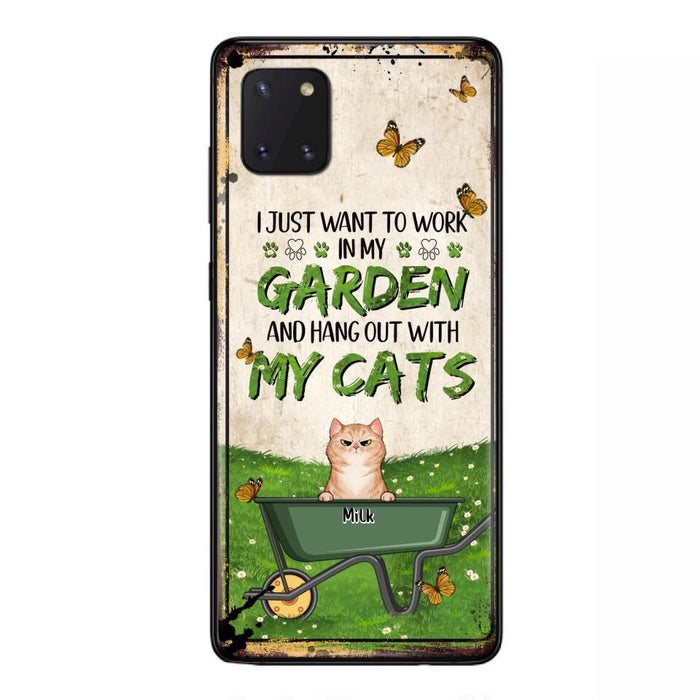 Custom Personalized Cat Phone Case For iPhone And Samsung - Gift Idea For Cat Lover - Up to 6 Cats - I Just Want To Work In My Garden And Hang Out With My Cats