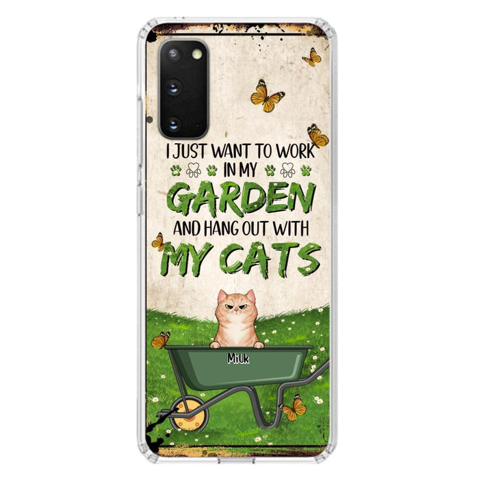 Custom Personalized Cat Phone Case For iPhone And Samsung - Gift Idea For Cat Lover - Up to 6 Cats - I Just Want To Work In My Garden And Hang Out With My Cats