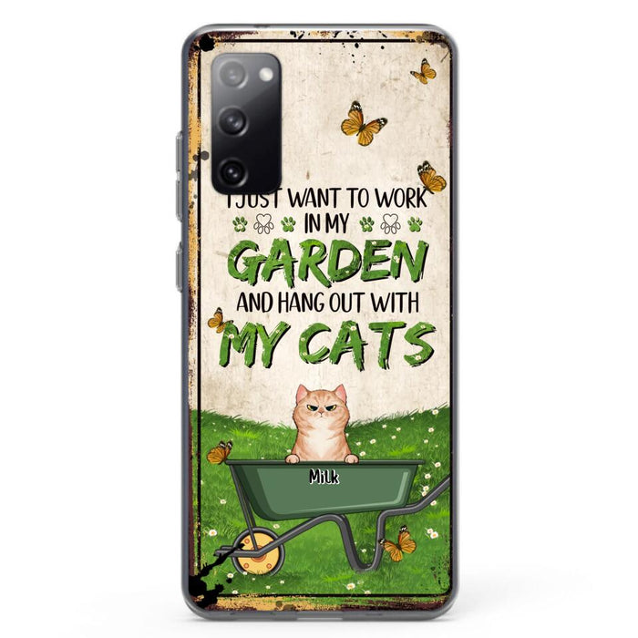 Custom Personalized Cat Phone Case For iPhone And Samsung - Gift Idea For Cat Lover - Up to 6 Cats - I Just Want To Work In My Garden And Hang Out With My Cats