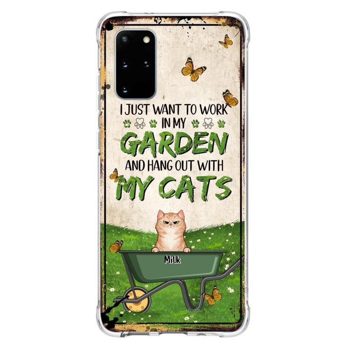 Custom Personalized Cat Phone Case For iPhone And Samsung - Gift Idea For Cat Lover - Up to 6 Cats - I Just Want To Work In My Garden And Hang Out With My Cats