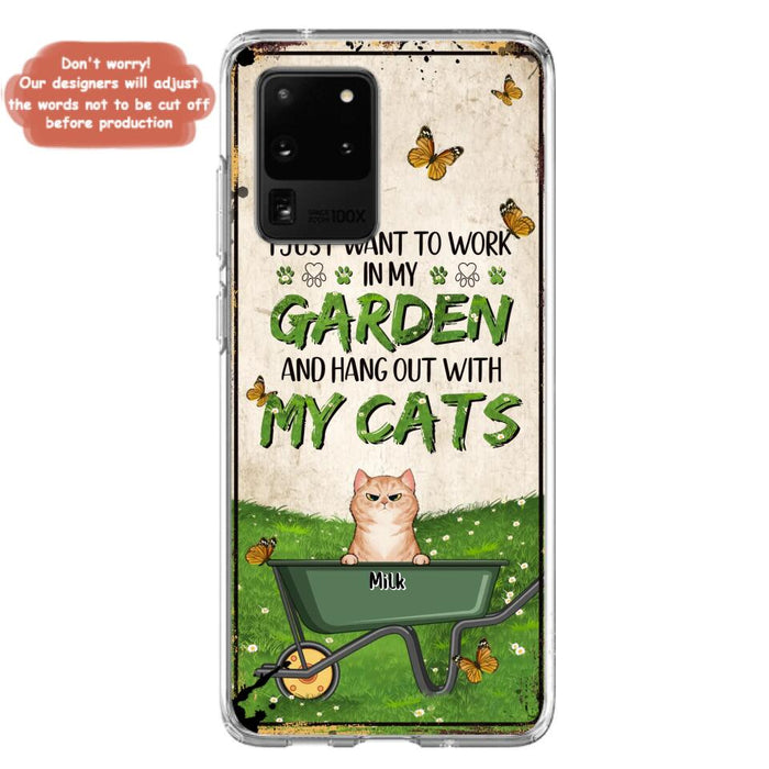 Custom Personalized Cat Phone Case For iPhone And Samsung - Gift Idea For Cat Lover - Up to 6 Cats - I Just Want To Work In My Garden And Hang Out With My Cats