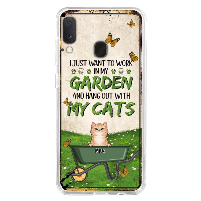 Custom Personalized Cat Phone Case For iPhone And Samsung - Gift Idea For Cat Lover - Up to 6 Cats - I Just Want To Work In My Garden And Hang Out With My Cats